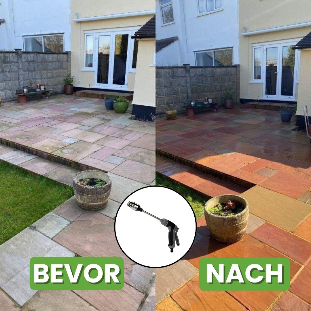 Deze hogedrukreiniger verwijdert snel vuil van een terras, voor een stralend schoon resultaat.