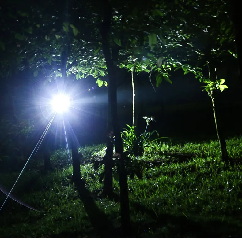 Heldere LED koplamp met zoom en waterbestendigheid, ideaal voor avondwandelen en off-road fietsen.