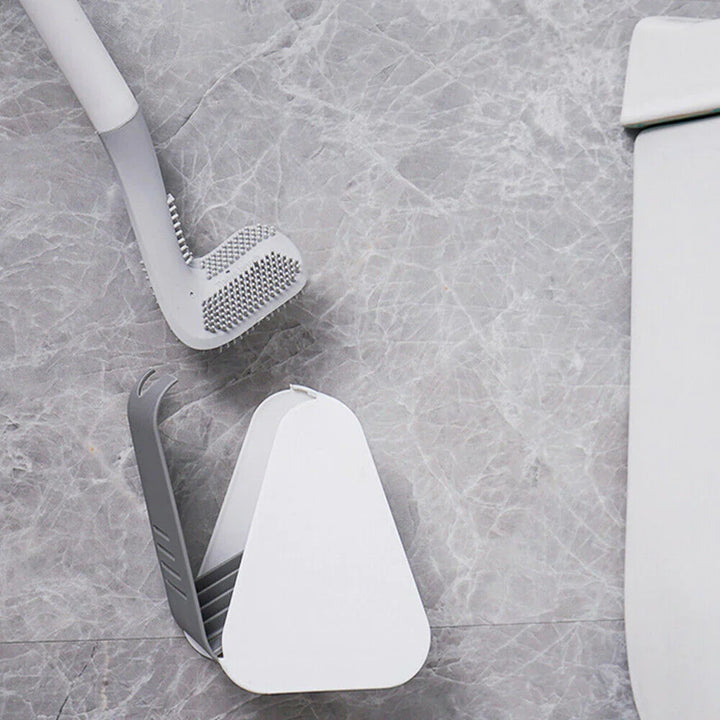 L-vormige toiletborstel met flexibele TPR-borstelharen, innovatief voor hygiëne en stijl, geschikt voor moeilijk bereikbare p