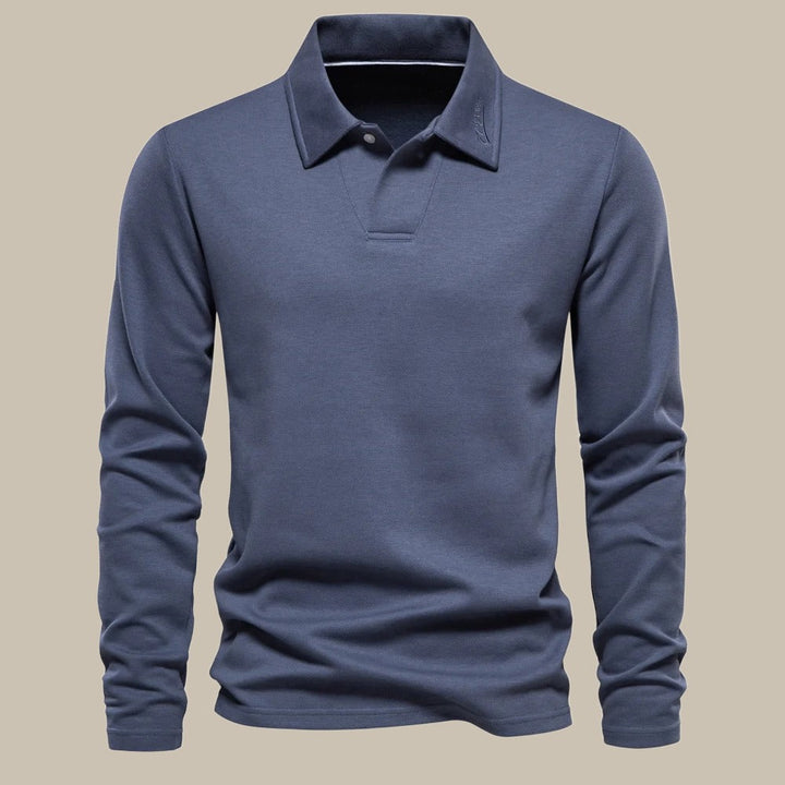 Stijlvolle heren polo met lange mouw en knoopsluiting in comfortabele casual stijl voor herenkleding.