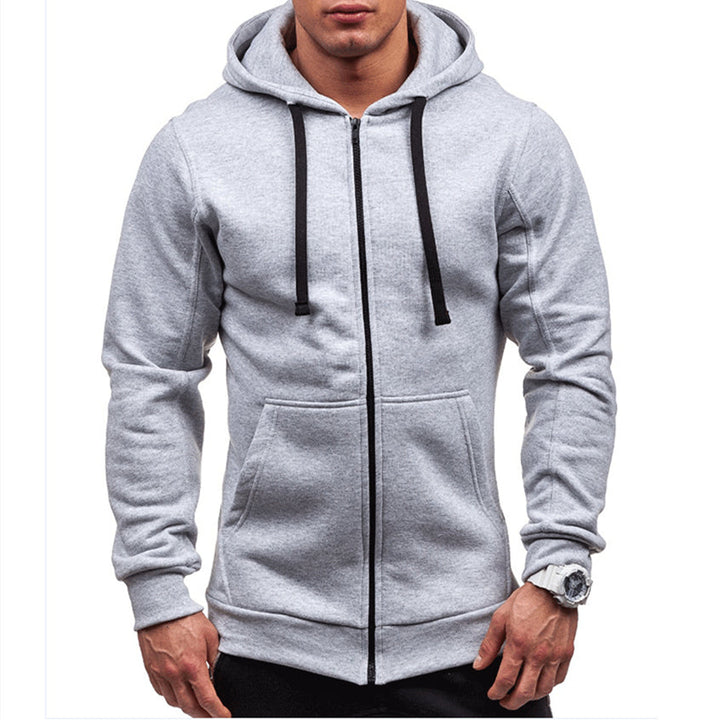 Comfortabele grijze fleece vest met capuchon voor heren, ideaal als winddichte winterkleding.