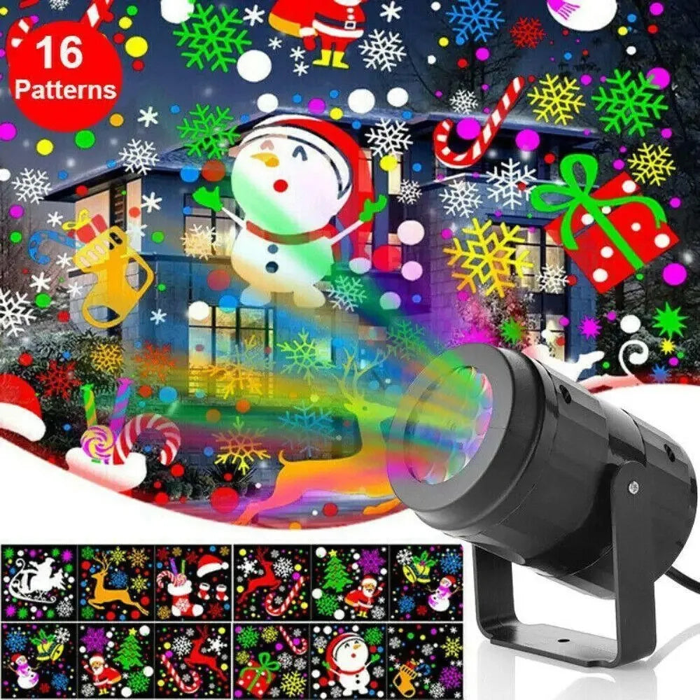 LED kerst projector buitenlamp met sfeervolle sneeuwvlokken lichtshow. Ideaal voor feestdecoratie.