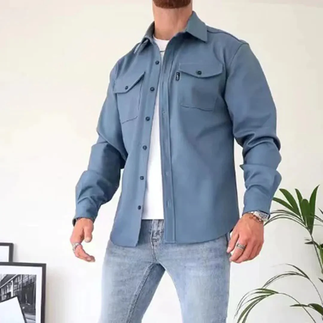 Modieus lang mouw overshirt voor heren in trendy kleur