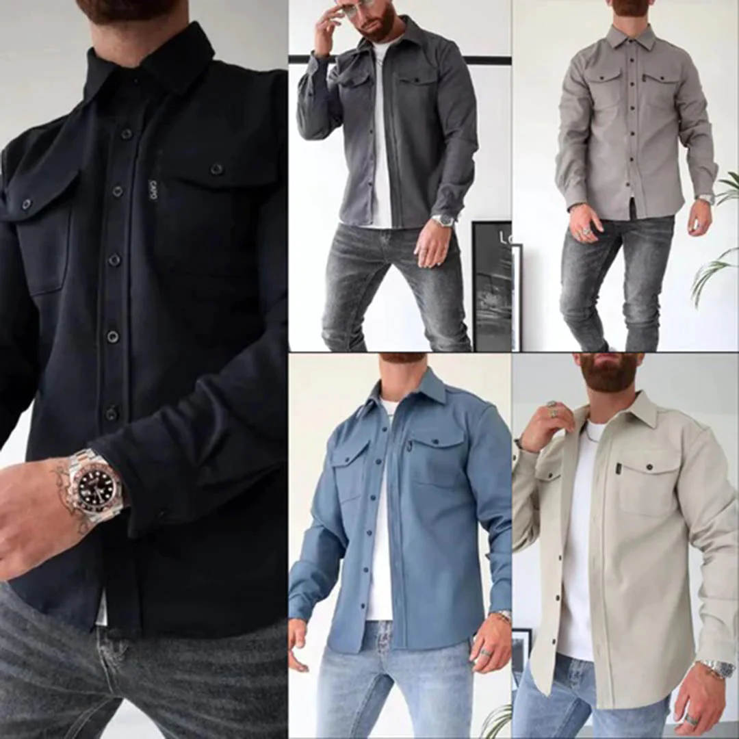 Zijaanzicht van comfortabel heren overshirt voor dagelijks gebruik