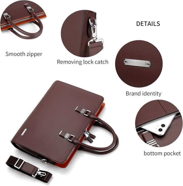 Professionele organisatie tas van leer, met diverse vakken voor laptop, documenten en accessoires.