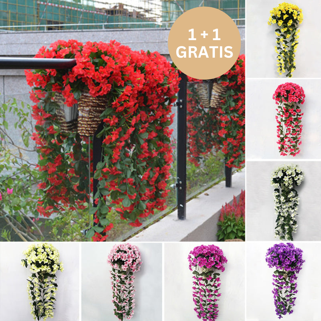 Levensgetrouwe kunstbloemen hangmand met zijdebloemen voor tijdloze interieurdecoratie. Perfect voor huis en tuin.