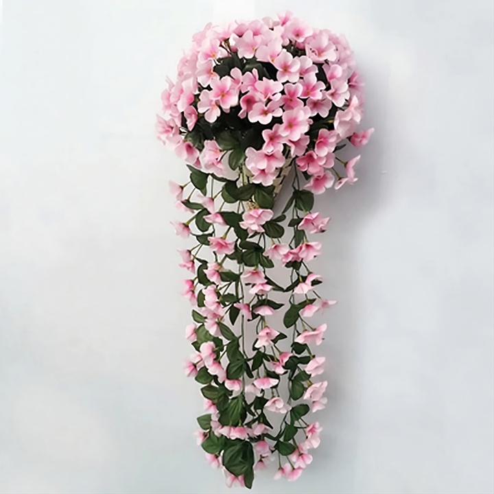 Levensgetrouwe kunstbloemen hangmand, geen water nodig, perfecte onderhoudsvrije bloemen voor drukke mensen.