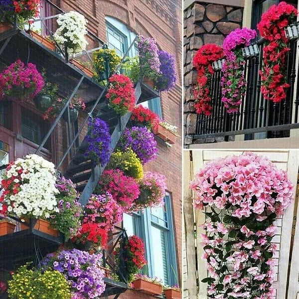 Onderhoudsvrije zijdebloemen hangmand, altijd fris en vol, prachtig voor binnen en buiten decoratie.
