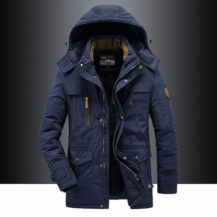 Stijlvolle Leventis herenjas, een warme parka voor de winter, ontworpen voor optimale bescherming tegen kou.