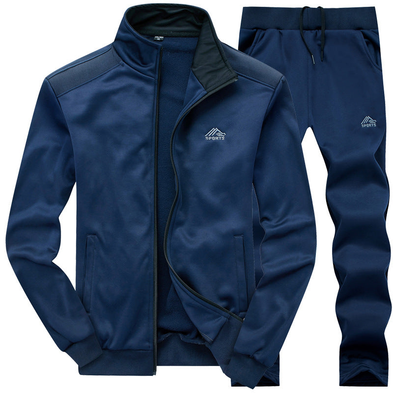 Blauw gevoerd heren trainingspak met jas en broek