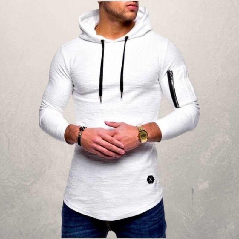 LiamsShirt heren slim fit hoodie netjes opgevouwen, benadrukt de kwaliteit en comfortabele pasvorm.