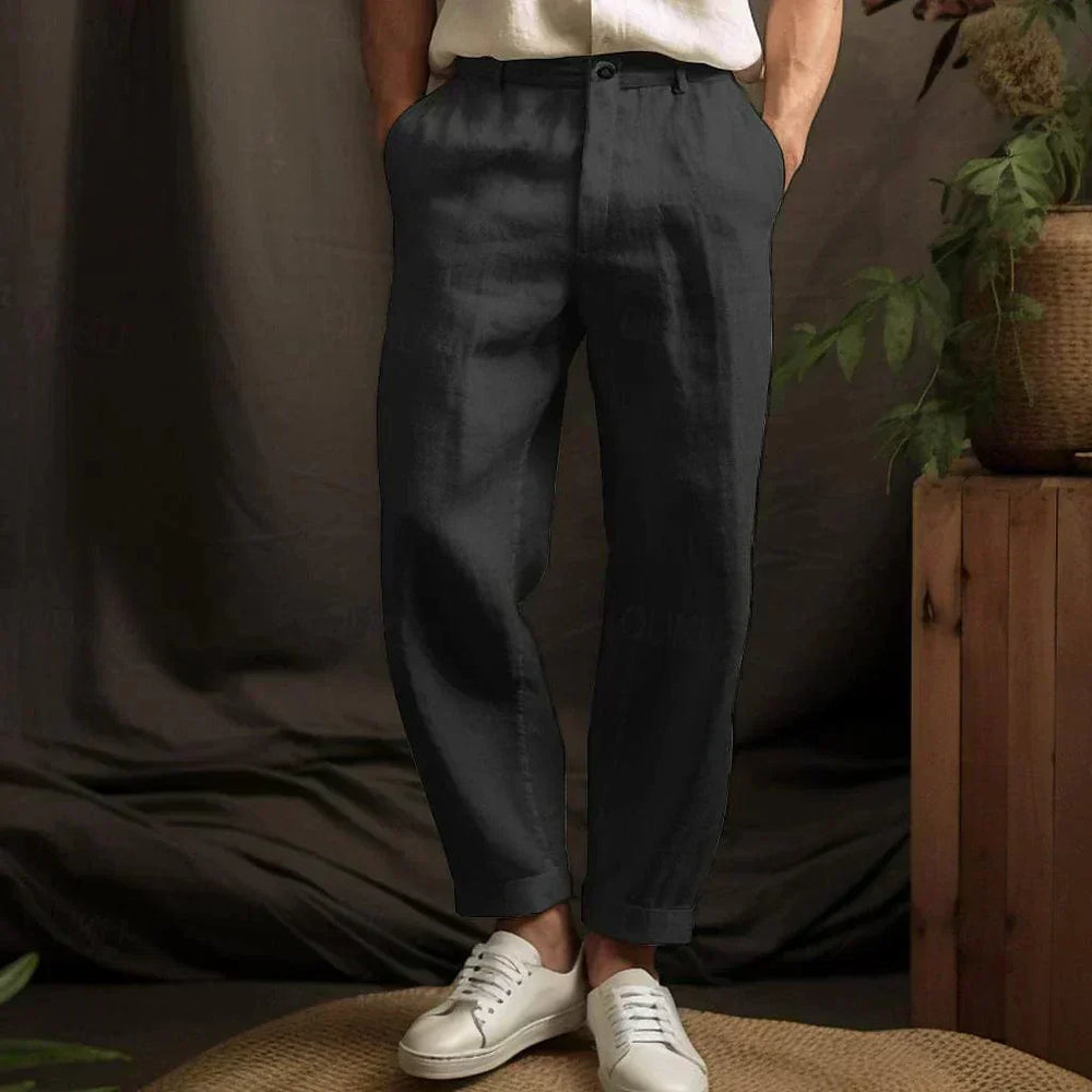 Heren zomerbroek Lennox met rechte pasvorm voor ultiem comfort. Perfecte luchtige casual broek voor vakantie.