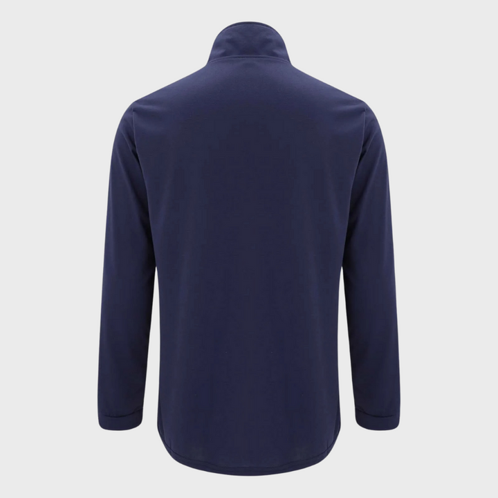 "Lichte heren zomertrui met rits, verkrijgbaar in marineblauw, oranje, zwart en wit, moderne stijlvolle look."
