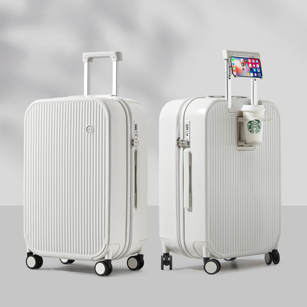Lichtgewicht en duurzame hardschaal reiskoffer Lyon, perfecte hardcase voor vakantie, inclusief handige bekerhouder.