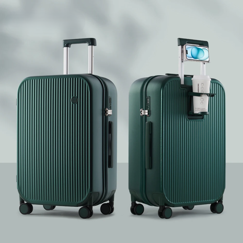 De robuuste reiskoffer Lyon in hardschaal design met praktische bekerhouder en soepele wielen voor comfortabel reizen.