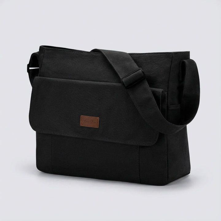 Duurzame, moderne unisex schoudertas van Satchelix. Ideaal voor laptop en al je dagelijkse benodigdheden.