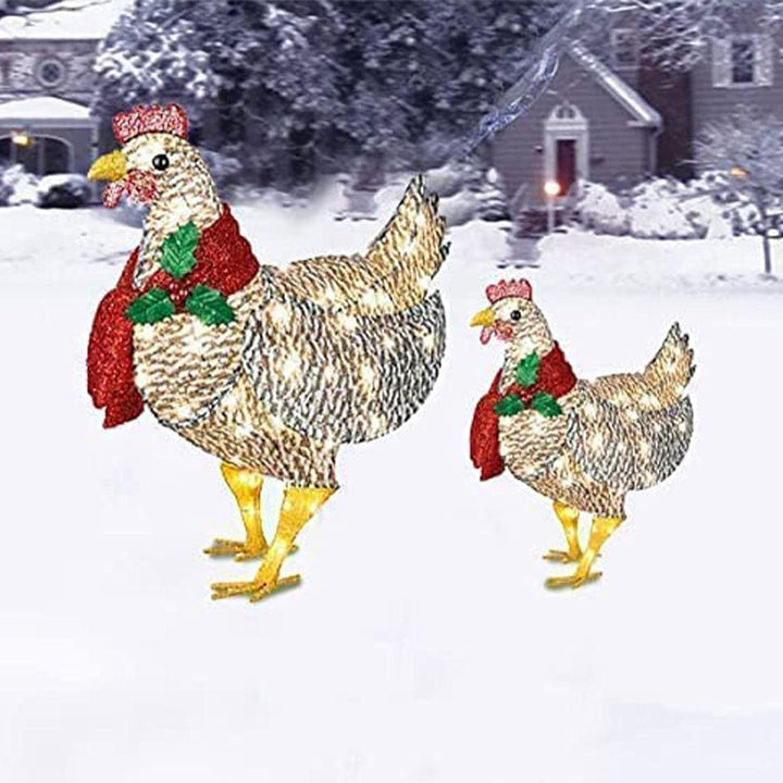 Gezellige LED kerstkip met sjaal, een unieke lichtfiguur voor uw feestelijke kerstinrichting of tuin.