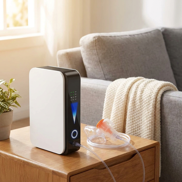 Lichtgewicht draagbare zuurstofconcentrator voor thuiszorg en reizen; essentieel voor actieve levensstijl en vitaliteit.