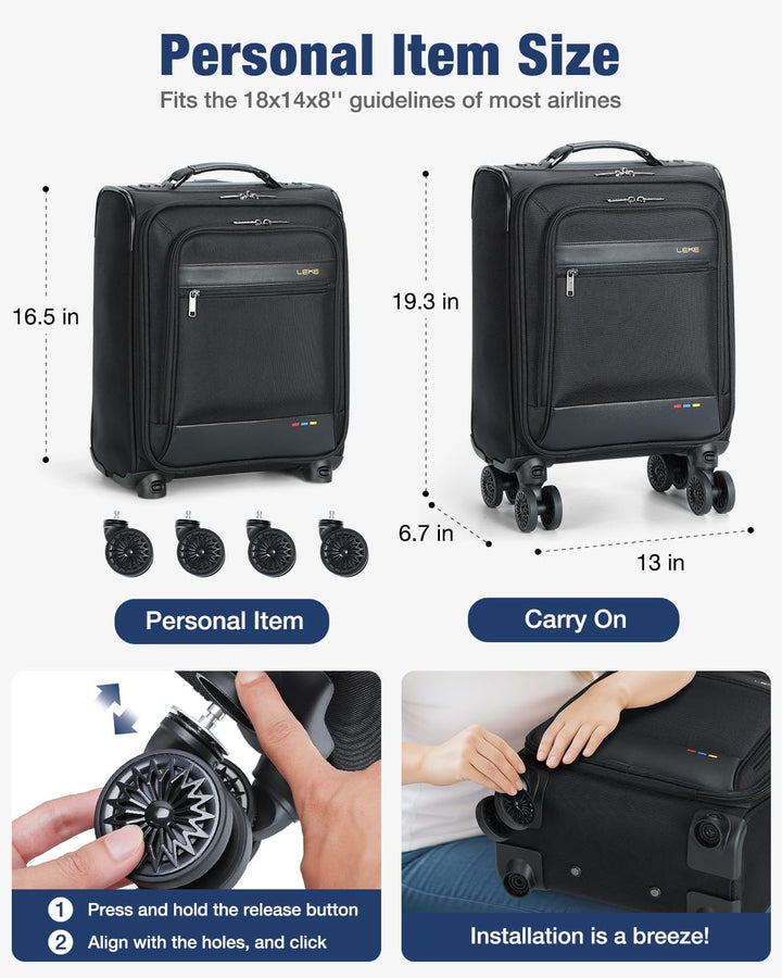 Handbagage trolley met soepele wieltjes, uitbreidbaar voor flexibele pakruimte. Perfect voor zakelijk reizen.