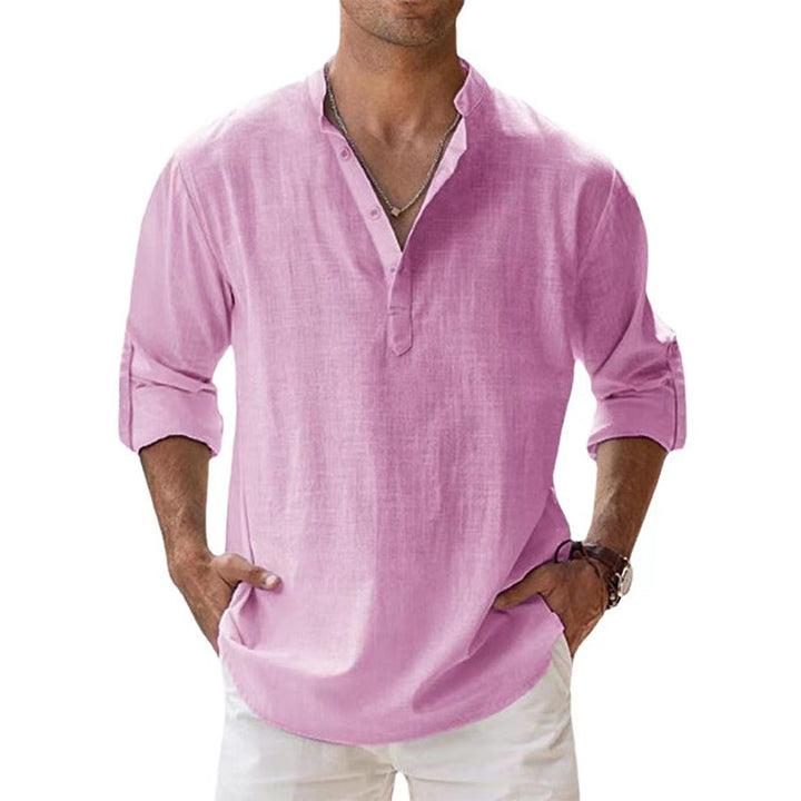 Groen heren Henley shirt, comfortabel en ademend. Dit casual lente/zomershirt is perfect voor heren.