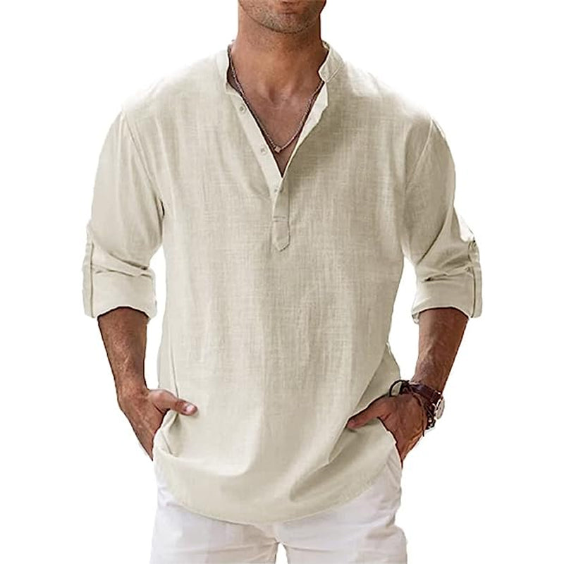 Selectie van kleurrijke heren Henley shirts, lichtgewicht en ademend, perfect voor zomerse herenmode.
