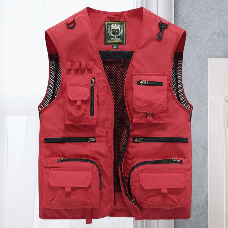 Mouwloos en ademend herenvest, perfect voor elk outdooravontuur en actieve werkkleding.