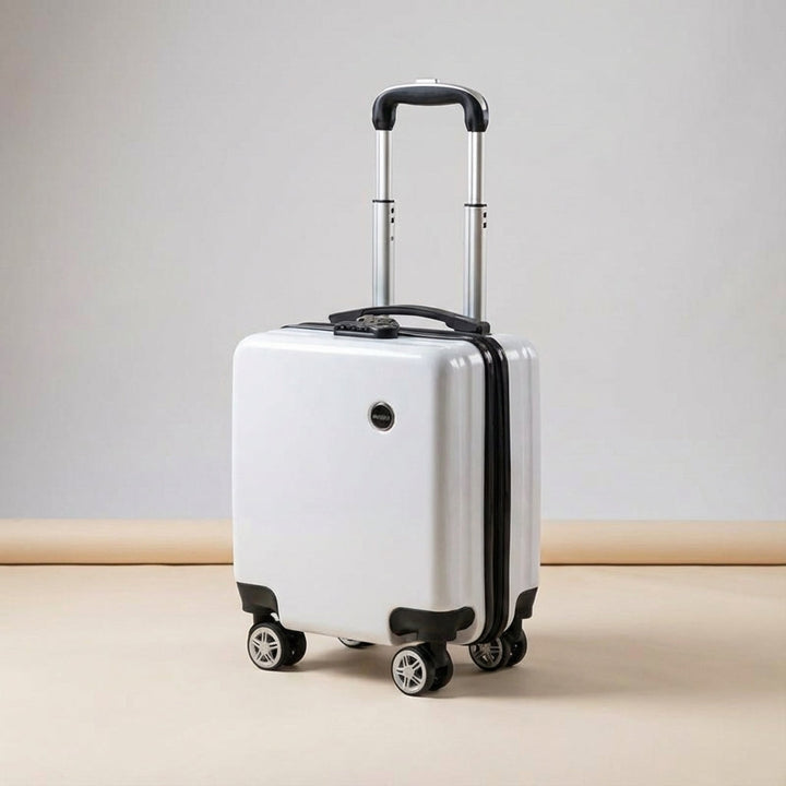 Zonnige gele cabinekoffer, lichtgewicht en compacte handbagage voor een vrolijke start van je vakantie.