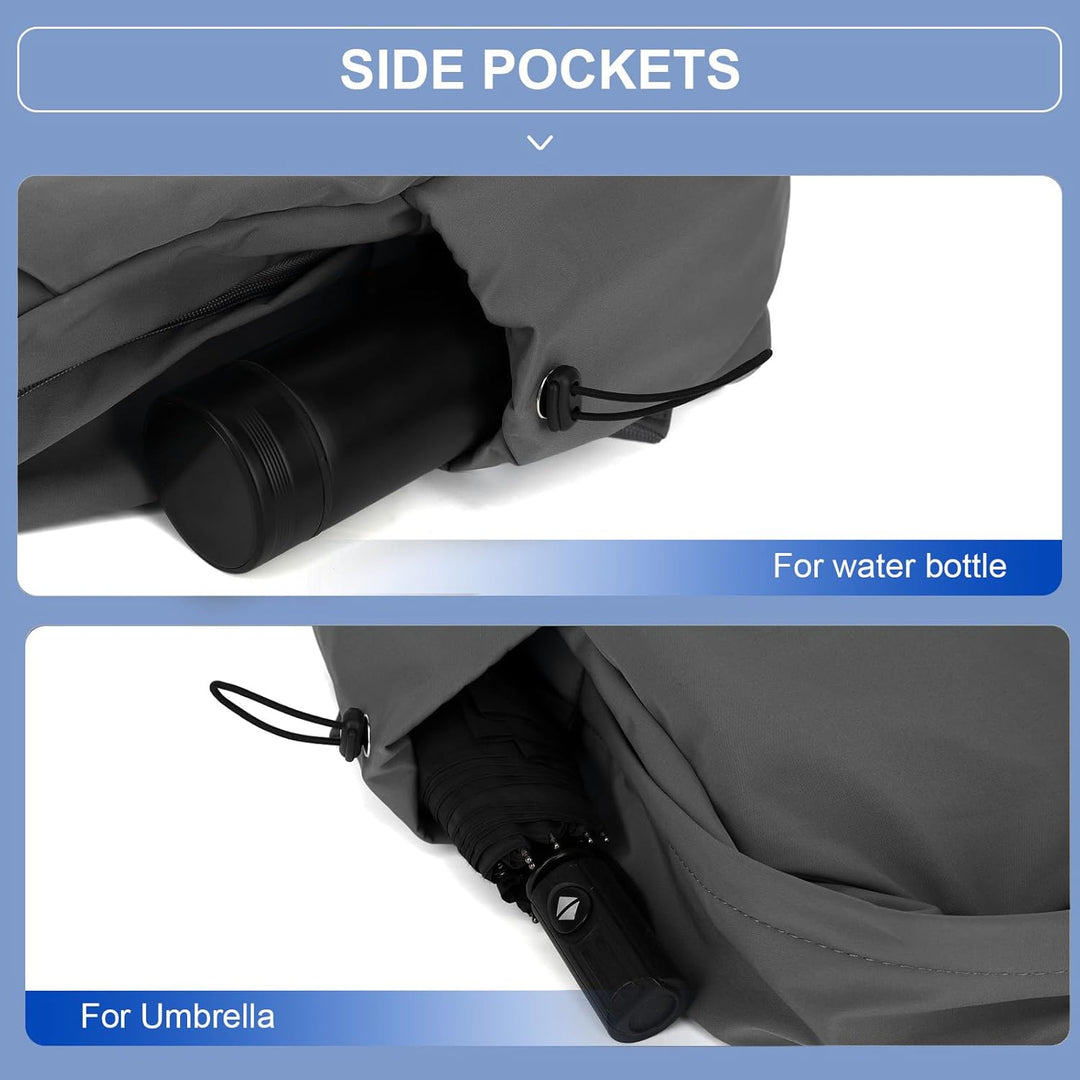 Waterbestendige backpack voor laptops, georganiseerd, ideaal voor forenzen en studenten.
