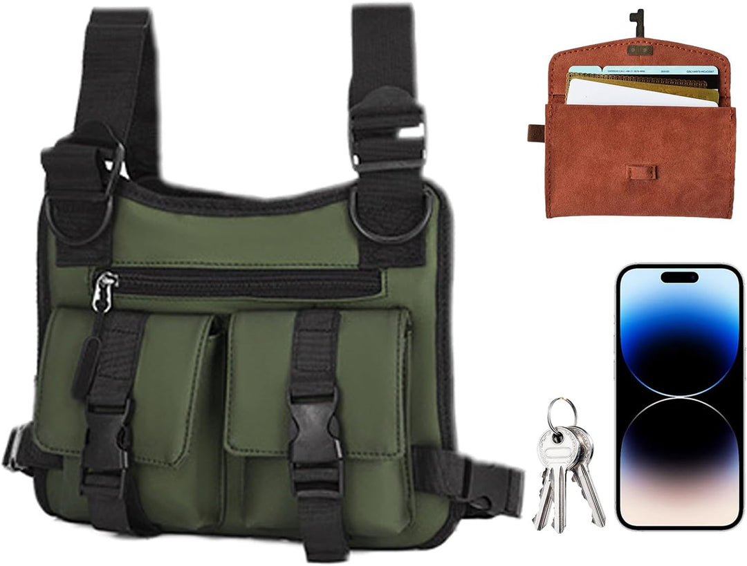 Verstelbaar mannen sportvest, ideaal als borsttas voor essentials tijdens het sporten.