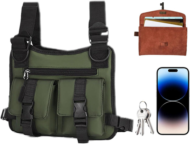 Verstelbaar mannen sportvest, ideaal als borsttas voor essentials tijdens het sporten.