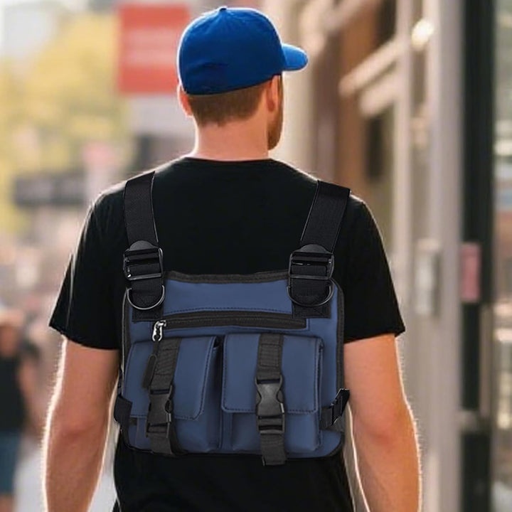 Verstelbaar sportvest voor heren, functioneel met borsttas, ideaal voor hardlopen.