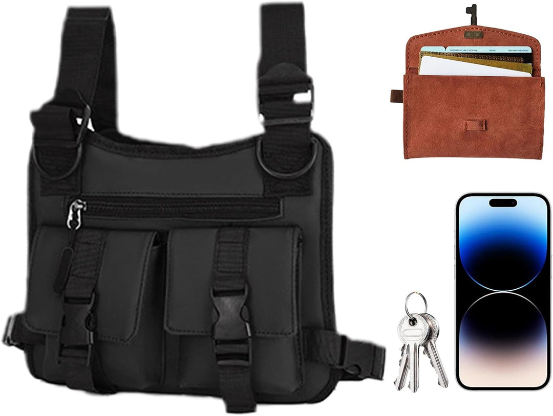 Dravon mannen sportvest, lichtgewicht, met praktische borsttas, voor onderweg.