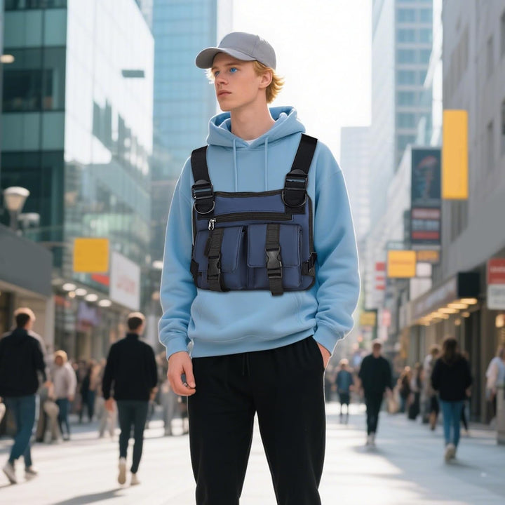 Modern mannen hardloopvest, verstelbaar ontwerp, ideaal voor hardlopen en fitness.