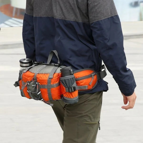 Waterdichte sport heuptas, unisex, met ruime opbergtas en flessenhouder. Ideaal voor hardlopen en fietsen.
