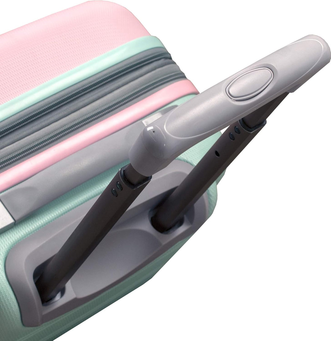 Ultralichte handbagage koffer in roze, met soepele dubbele spinnerwielen, onmisbaar voor korte reizen.