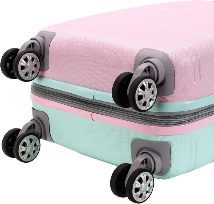 Compacte uitbreidbare handbagage koffer, lichtgewicht hardcase met spinnerwielen, ideaal voor vliegen.