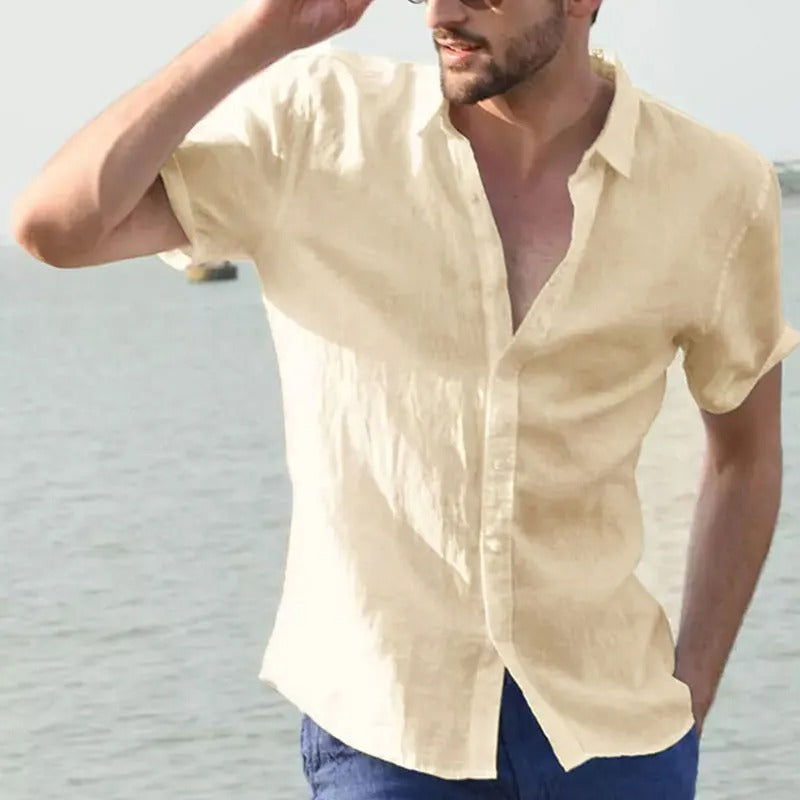 Linnen heren overhemd Matteo met korte mouwen, stijlvol & ademend zomercomfort. Perfect voor casual herenkleding.