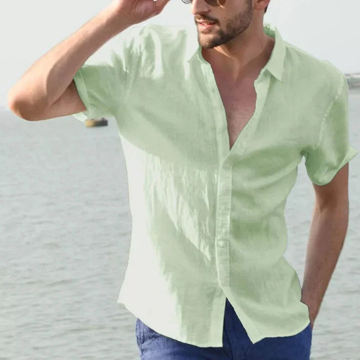 Stijlvol en ademend Matteo linnen heren overhemd korte mouwen. Zomerse comfortabele herenkleding voor elke gelegenheid.