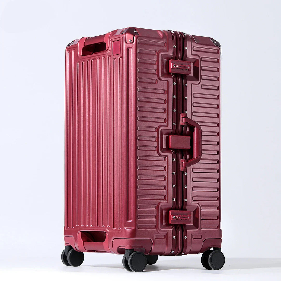 Lissabon hardcase koffer met breed handvat, polycarbonaat, aluminium frame en 360° wielen voor comfortabel reizen.
