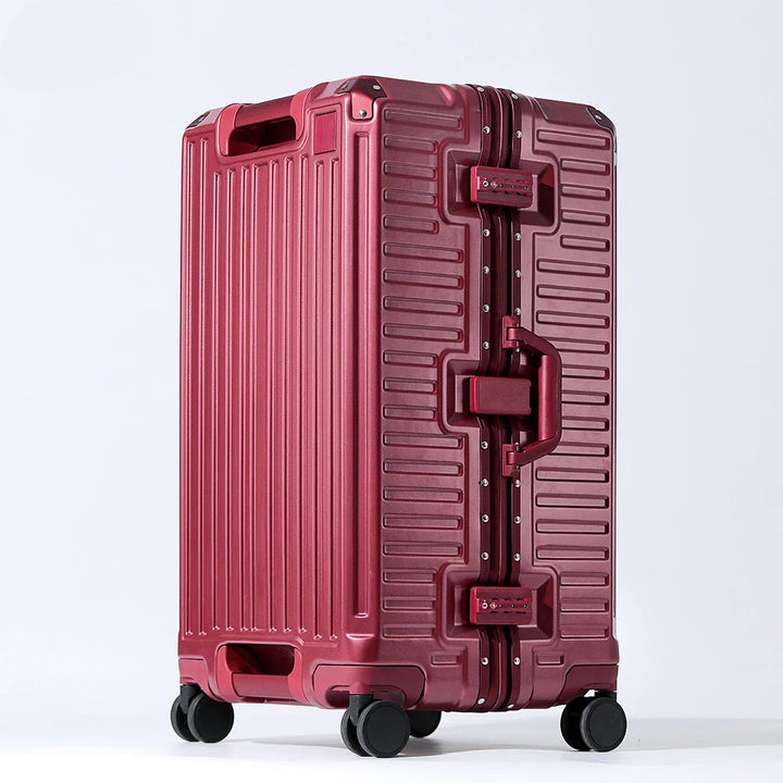 Lissabon hardcase koffer met breed handvat, polycarbonaat, aluminium frame en 360° wielen voor comfortabel reizen.