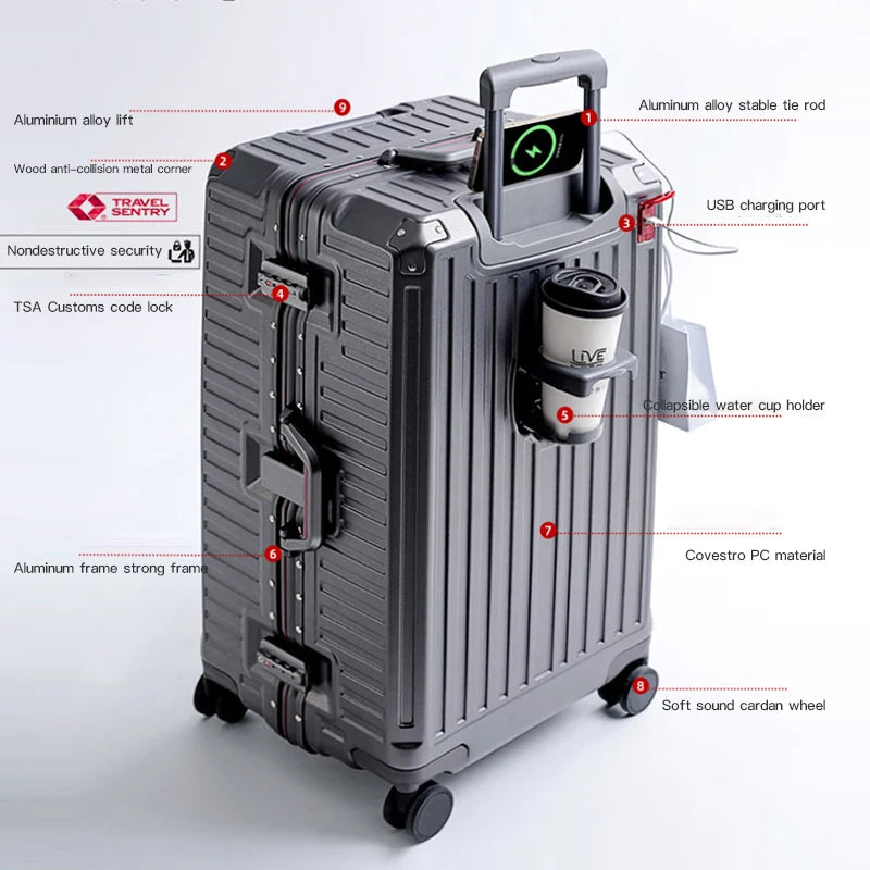 Lissabon hardcase reiskoffer met breed handvat, ideaal voor comfortabel reizen en veilige bagage tijdens vakantie.