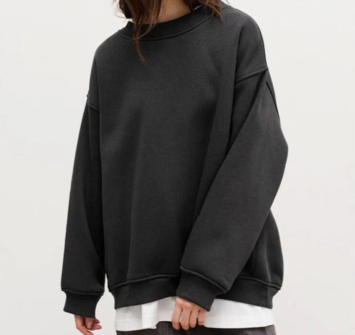 "Liv oversized sweater, lichtgrijs, zachte stof, dameskleding, comfortabele en veelzijdige trui voor elke gelegenheid, trendy