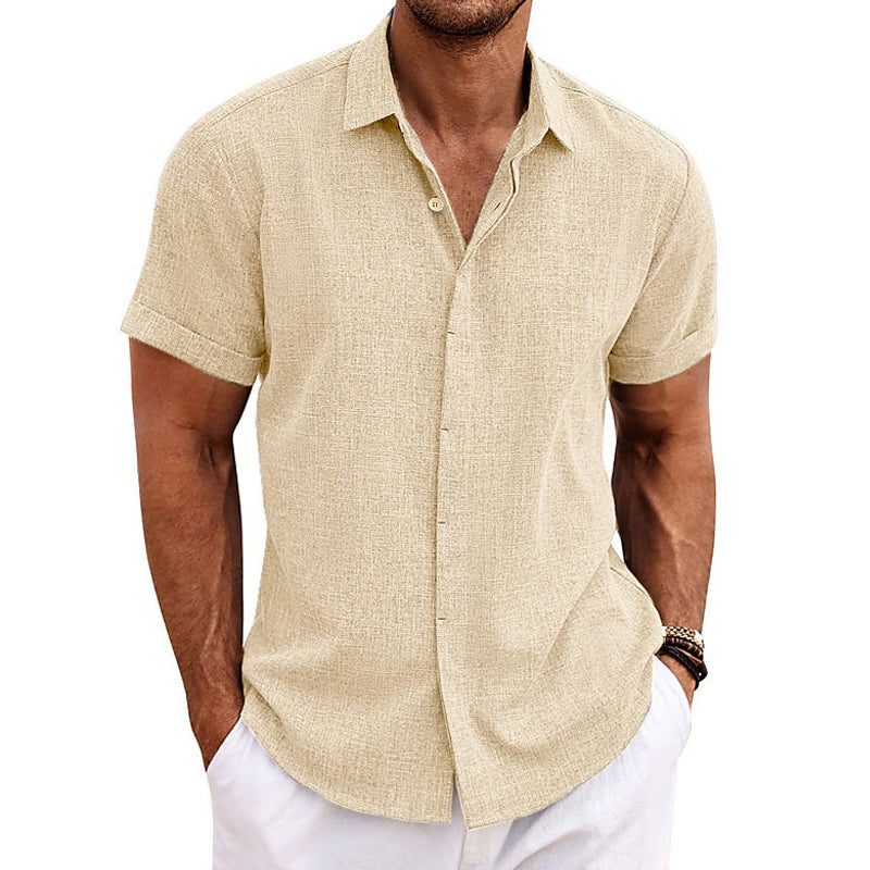 Veelzijdig Luca herenoverhemd met korte mouwen, geschikt voor smart casual, strand of dagelijks comfort in de zomer.