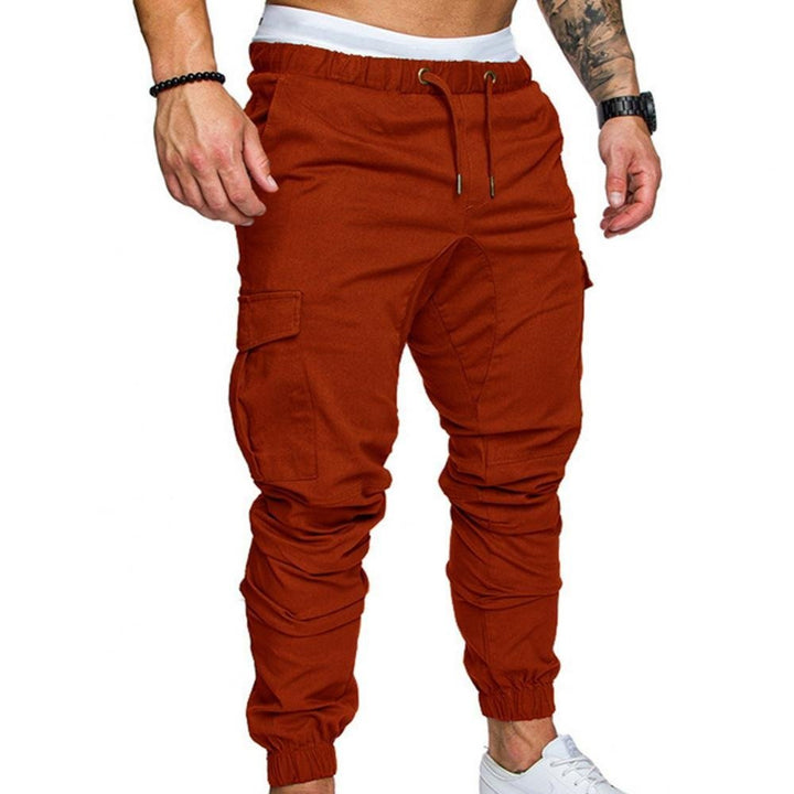 Comfortabele herenmode broek met elastische band en ruime zakken zijaanzicht