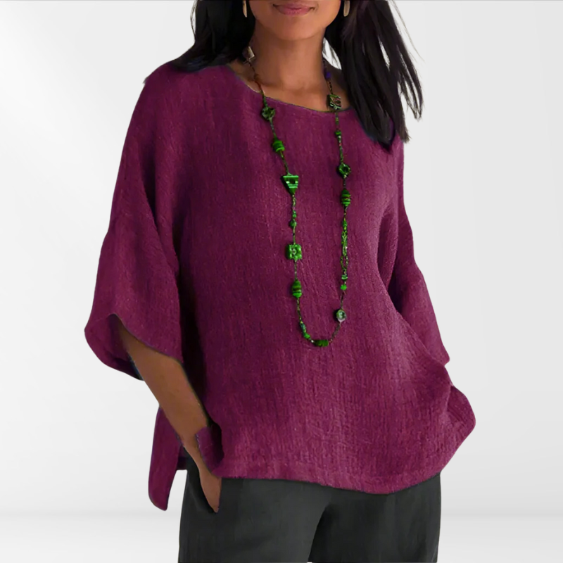 Stijlvol losvallend dames shirt Mae met lange mouwen; ademend en casual voor lente/zomer. Ook in grote maten.