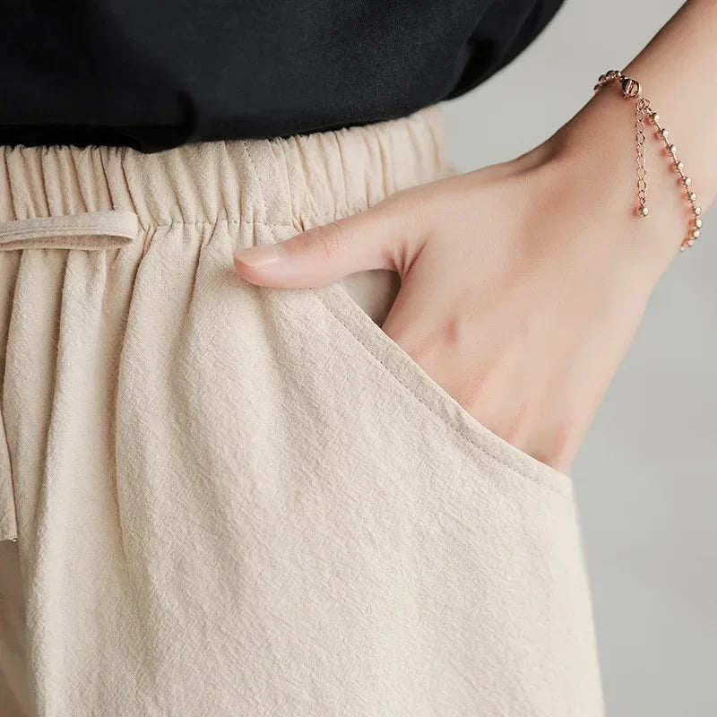Zomerse dames vrijetijdsshorts, hoge taille, luchtig en comfortabel voor ontspanning.