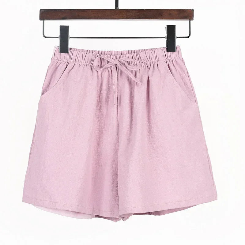 Modieuze dames linnen shorts, hoge taille, ademend en comfortabel voor de zomer.