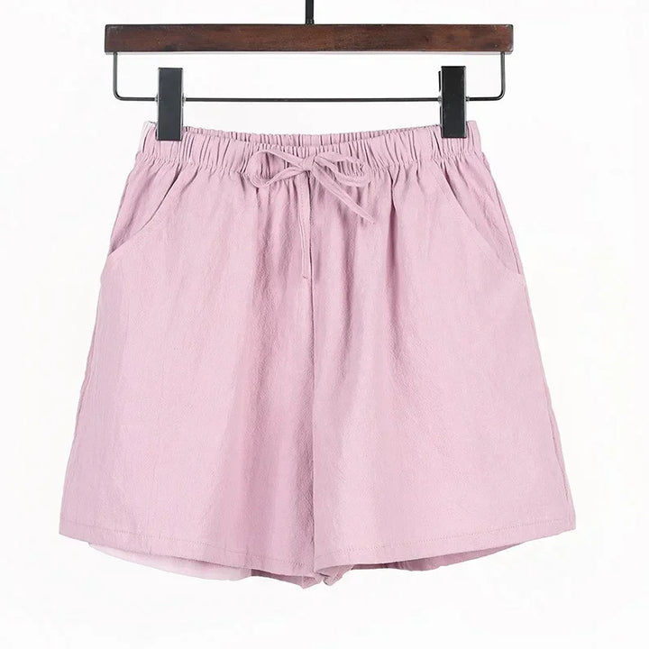 Modieuze dames linnen shorts, hoge taille, ademend en comfortabel voor de zomer.