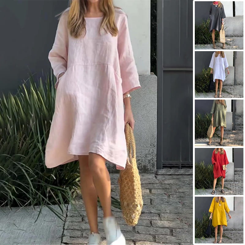 Comfortabele Malia zomerjurk voor dames met losse pasvorm, perfect voor ontspannen zomerdagen.
