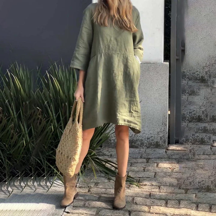 Lente-zomerjurk Malia voor dames, luchtig en comfortabel met zakken, perfect voor vakantie.